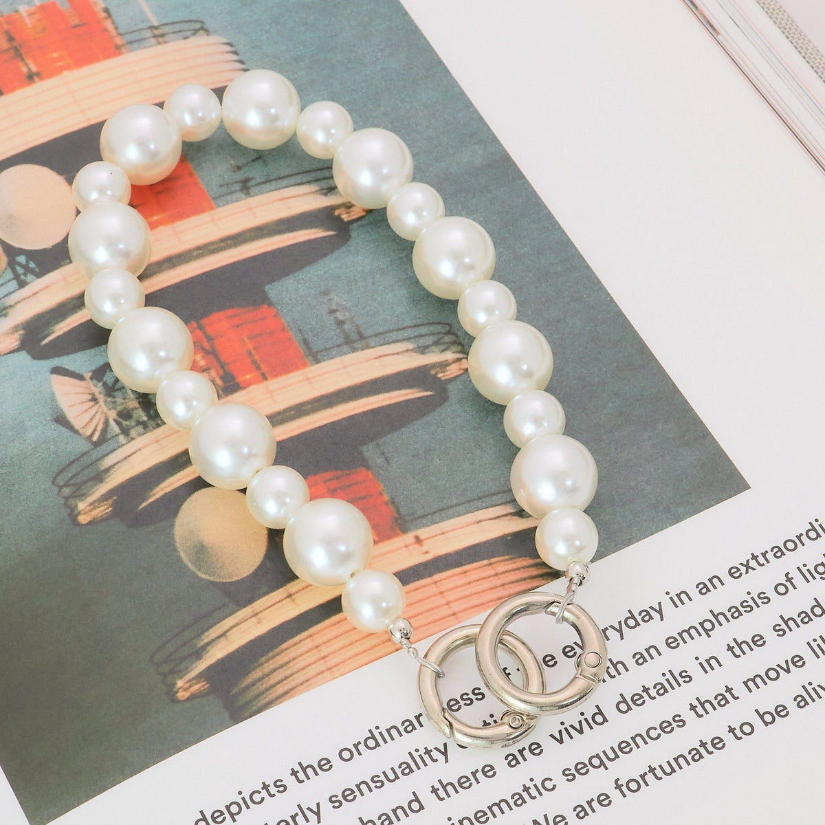 丸カン付き パール バッグ持ち手 約29㎝ VC0191