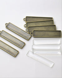 Glass cabochon, rectangle, approx. 60*13mm, 5 pieces, VCG7-60