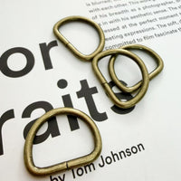 D-ring, 15mm inner diameter, antique brass finish, pack of 10 | Handmade hardware for bags and leathercraft
