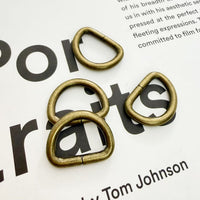 D-ring, 15mm inner diameter, antique brass finish, pack of 10 | Handmade hardware for bags and leathercraft