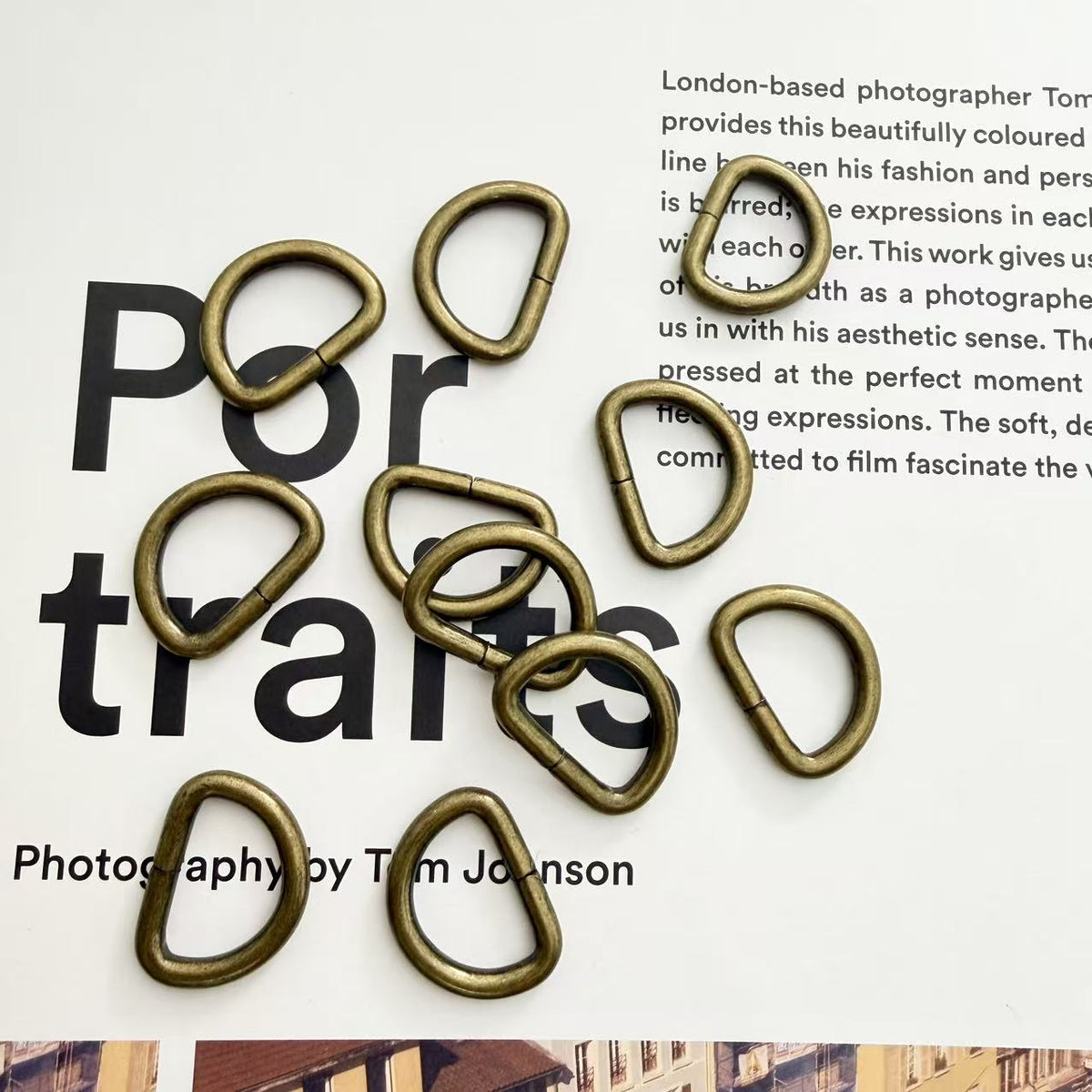 D-ring, 15mm inner diameter, antique brass finish, pack of 10 | Handmade hardware for bags and leathercraft